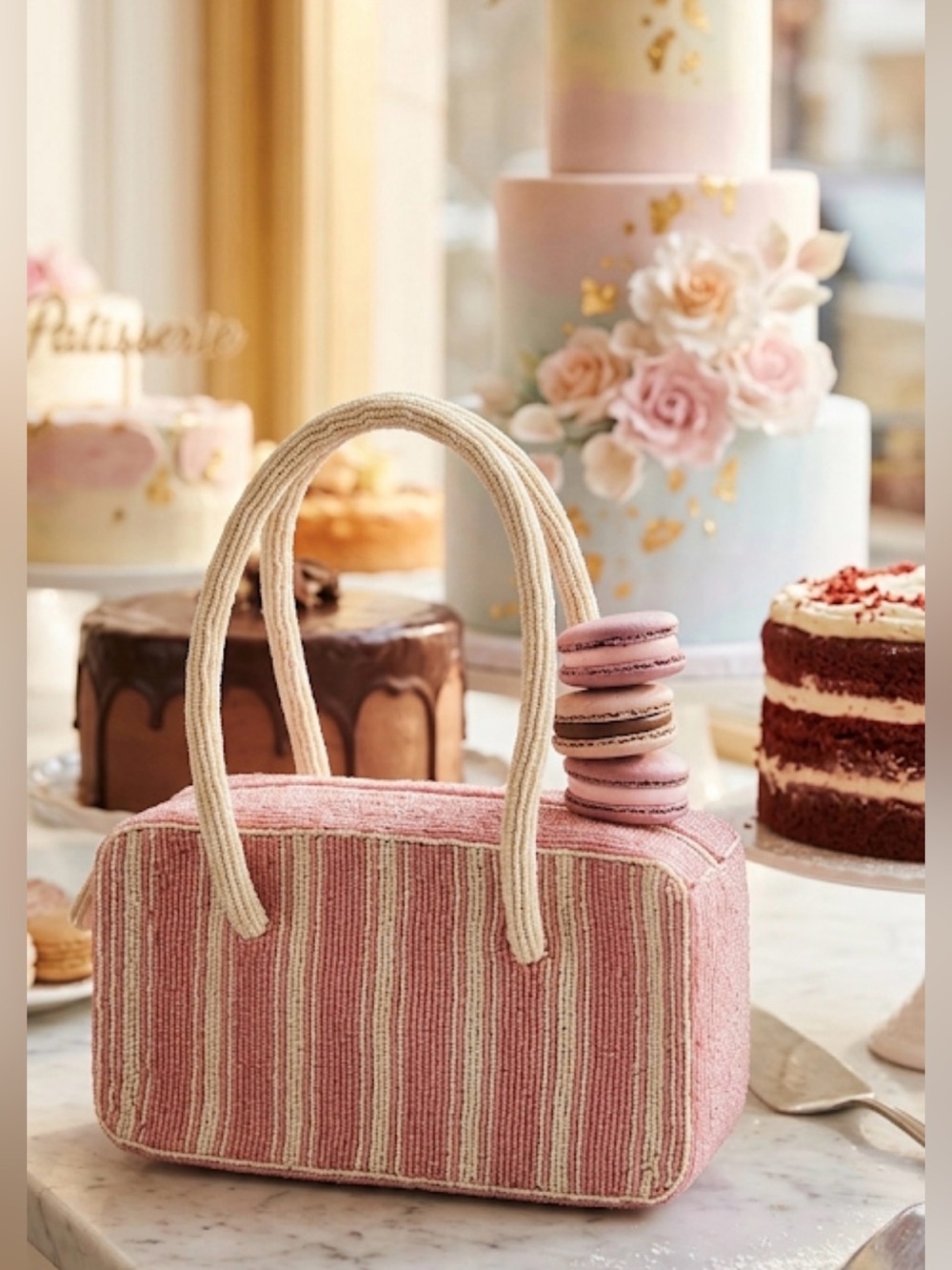 NWT Anthropologie Pink Beaded Box Bag